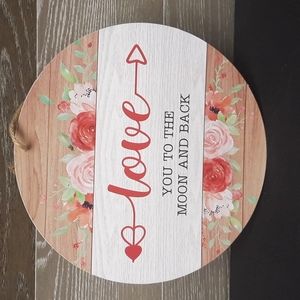 Valentines day love you to the moon and back wooden wall hanger